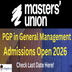 Masters’ Union Begins Round 3 Admission 2026 for PGP in General Management; Apply by January 12